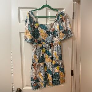 Jade Tropical Parrot Print Dress